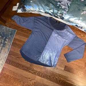 NT Italian Shimmery & Flat Long Sleeve Top - Faux Pocket w/Sequins - Rare Find!!
